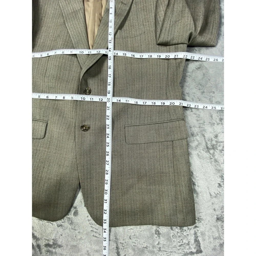 Polo Ralph Lauren Blazer Men‎ 42R Brown Herringbone Wool Jacket Sport Coat Suit
